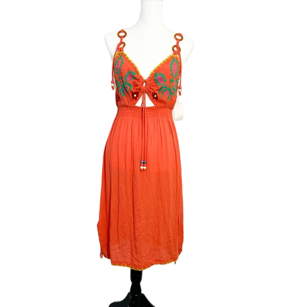 Ember Glow Embroidered Dress